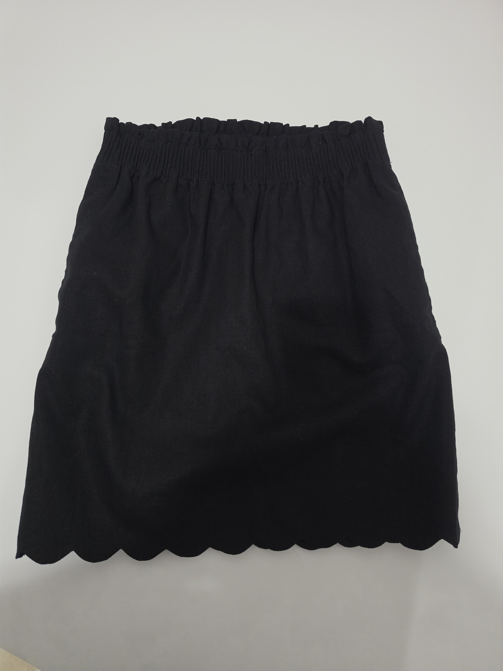 J. Crew Black Scalloped Edge Elastic Waist Mini Skirt